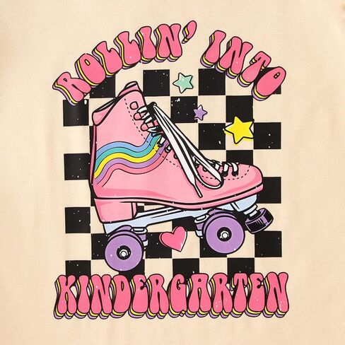 Rollin into Kindergarten Shirt for Baby Girl Roller Skate Tshirt Kids Back to School Outfit First Day of School Tee in Saudi Arabia