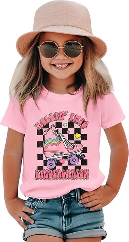Rollin into Kindergarten Shirt for Baby Girl Roller Skate Tshirt Kids Back to School Outfit First Day of School Tee in Saudi Arabia