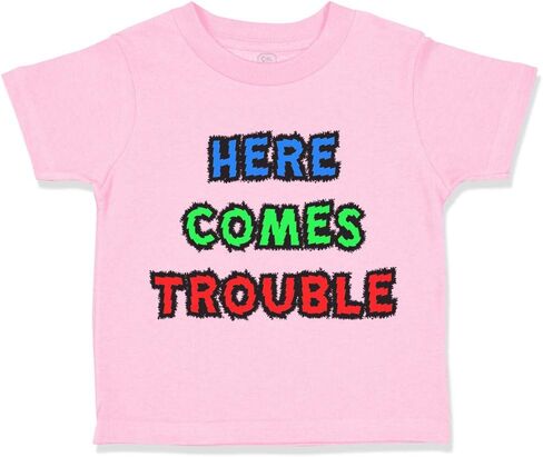 Toddler T-Shirt Funny Here Comes Trouble Style C Funny Humor Red Trouble Clothes in Saudi Arabia