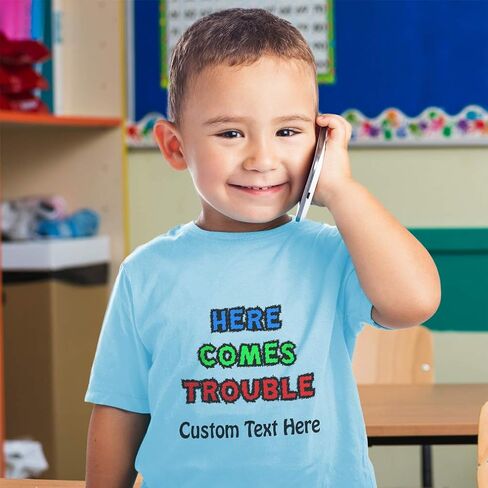 Toddler T-Shirt Funny Here Comes Trouble Style C Funny Humor Red Trouble Clothes in Saudi Arabia