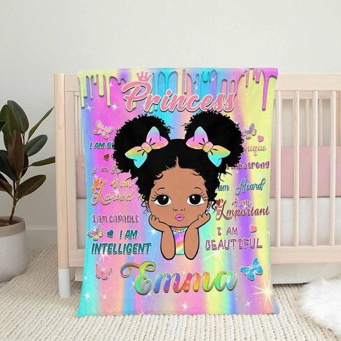 Artsadd Custom Toddler بطانية مع Name for Kids Girls ، شخصية صغيرة مخصصة للطفل الأميرة الذي يتلقى بطانية مخصصة للرضيع حديث الولادة المخصصة لليئة ناعمة تلقي البطانيات للطفل in Kuwait