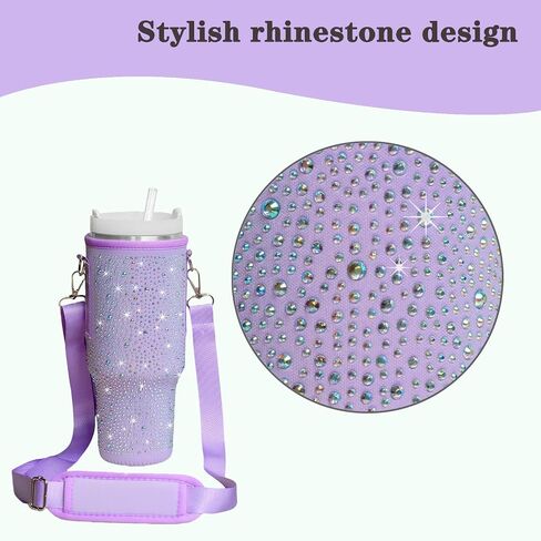 40 oz Stanley Cup Bag, Water Bottle Holder Pouch with Adjustable Strap Tumbler Carrier for Stanley Cup Accessories Stanley Backpack for Cup (Pink Color) in Saudi Arabia
