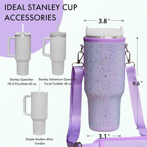 40 oz Stanley Cup Bag, Water Bottle Holder Pouch with Adjustable Strap Tumbler Carrier for Stanley Cup Accessories Stanley Backpack for Cup (Pink Color) in Saudi Arabia