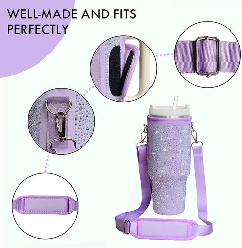 40 oz Stanley Cup Bag, Water Bottle Holder Pouch with Adjustable Strap Tumbler Carrier for Stanley Cup Accessories Stanley Backpack for Cup (Pink Color) in Saudi Arabia