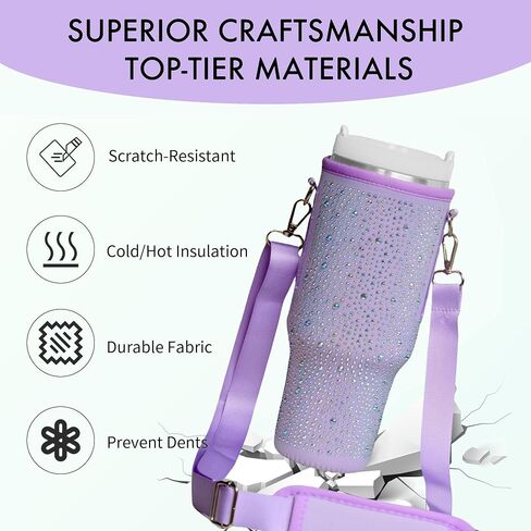 40 oz Stanley Cup Bag, Water Bottle Holder Pouch with Adjustable Strap Tumbler Carrier for Stanley Cup Accessories Stanley Backpack for Cup (Pink Color) in Saudi Arabia