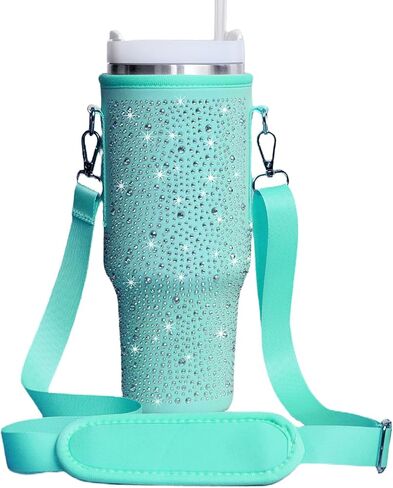 حقيبة كأس ستانلي سعة 40 أونصة، حقيبة حامل زجاجة مياه مع حامل بهلوان بحزام قابل للتعديل لإكسسوارات كأس ستانلي حقيبة ظهر ستانلي للكوب (اللون الوردي) in Kuwait