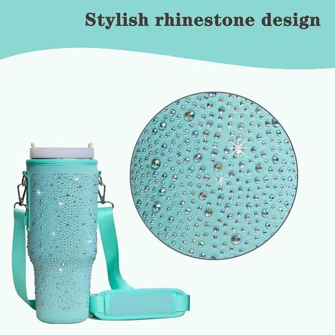 حقيبة كأس ستانلي سعة 40 أونصة، حقيبة حامل زجاجة مياه مع حامل بهلوان بحزام قابل للتعديل لإكسسوارات كأس ستانلي حقيبة ظهر ستانلي للكوب (اللون الوردي) in Kuwait