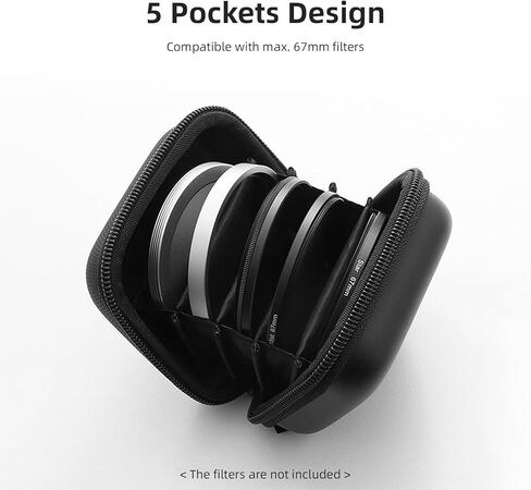 Pilipane 67mm Lens Filter Bag Durable Scratch Zippered Storage Case for Camera Filters Compact Lightweight Black or Brown (Black) in Saudi Arabia
