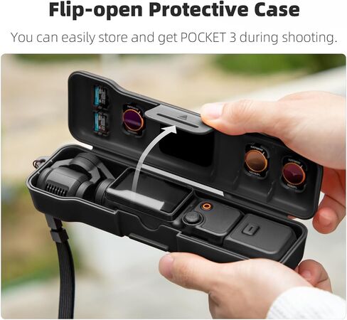 Protective Case Cover with Lanyard for DJI Osmo Pocket 3 Accessories, Handheld Camera Hard Case with Filter Storage Slots, Compact Design, Quick Open/Close (Blue) in Saudi Arabia