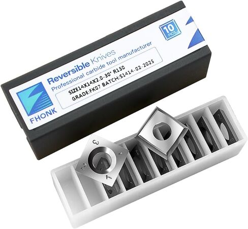 14mm Arc-edge Square Carbide Inserts Cutters, for Woodturning Replacement Cutter Knives, Fits Spiral, Helical Planer Cutter, Wood Lathe Turning Tool, 10-Pack (14x14x2.0-30° R150) in Saudi Arabia