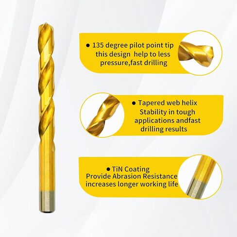 Cobalt Drill Bits 17/64 in. x 4 in. x 2pcs M35 Cobalt Titanium Nitride Coated Drill Bit for Metal, Steel, Cast Iron, Wood, Plastic in Saudi Arabia