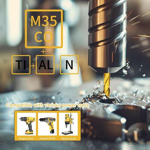 Cobalt Drill Bits 17/64 in. x 4 in. x 2pcs M35 Cobalt Titanium Nitride Coated Drill Bit for Metal, Steel, Cast Iron, Wood, Plastic in Saudi Arabia