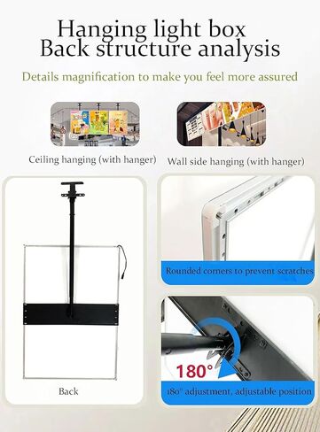 مربع مصباح LED Slim Snap Frame ، لوحة القائمة المضيئة LED ، مربع LED Advertising Light ، لوحة إعلانات معلقة للديكور ، المعرض ، الإعلان (60 * 90 سم) in Kuwait