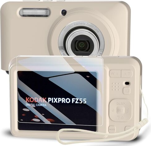 Silicone Case for Kodak PIXPRO FZ55 Digital Camera with Screen Protector and Lanyard for Kodak PIXPRO FZ55 Accessories - (Rice White) in Kuwait