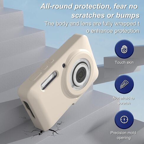 Silicone Case for Kodak PIXPRO FZ55 Digital Camera with Screen Protector and Lanyard for Kodak PIXPRO FZ55 Accessories - (Rice White) in Kuwait