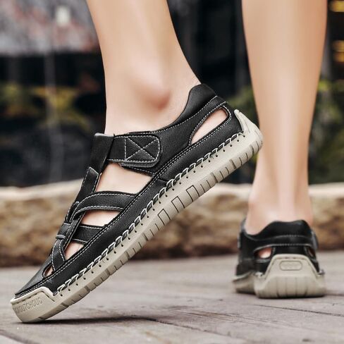 LZDZN Womens Closed Toe Sandals For Women Leather Women's Color Mixing Blue Yellow Green Black Dress Hiking Woman Size Summer Flip Flops Slippers Shoes Fisherman Beach in Saudi Arabia