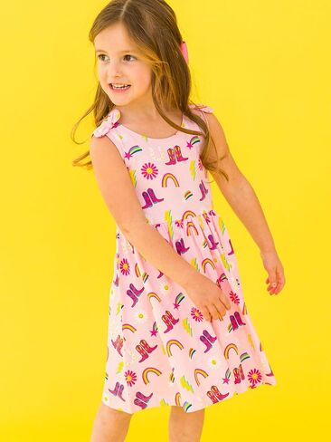 RuffleButts Baby/Toddler Girls Knit Tie Shoulder Twirl Dress in Saudi Arabia