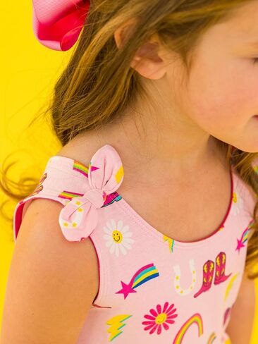 RuffleButts Baby/Toddler Girls Knit Tie Shoulder Twirl Dress in Saudi Arabia