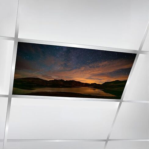 4 Pack Fluorescent Light Covers for Ceiling Lights Forest Full Moon Night Scenic Night Landscape Large Moon Long Magnetic Light Filters Diffuser Shade for Classroom Home Office School in Saudi Arabia