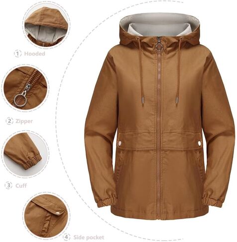 FMCHICO Women's Jacket with Hood Warm Lightweight Waterproof Insulated Windbreaker in Saudi Arabia