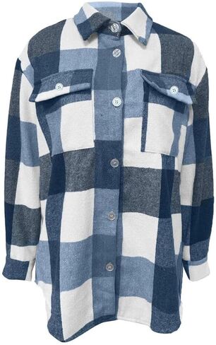 FMCHICO Women's Flannel Shirt Long Sleeve Shakets Button Down Thick Plaid Jackets Coats Fall Winter in Saudi Arabia
