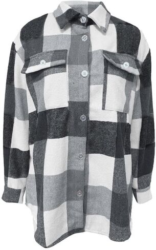 FMCHICO Women's Flannel Shirt Long Sleeve Shakets Button Down Thick Plaid Jackets Coats Fall Winter in Saudi Arabia