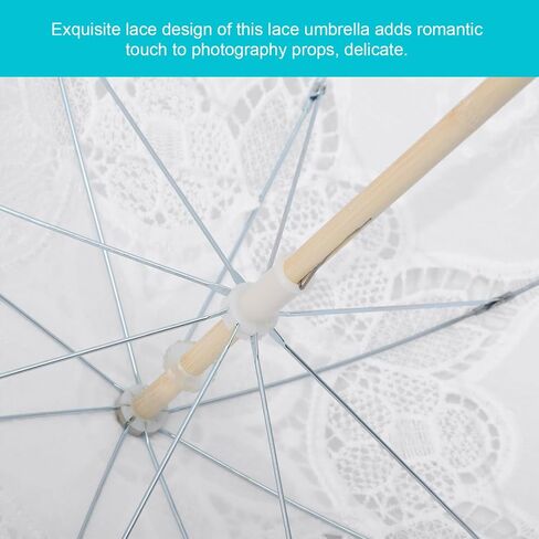 SAFIGLE Vintage Umbrella Lace Umbrella Wedding Bridal Umbrella Embroidery Lace Umbrella Decorative Photography Prop Umbrella in Kuwait