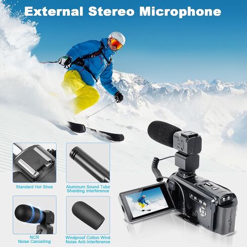 8K Video Camera, 18X Digital Zoom Camcorder 64MP Ultra HD WiFi Vlogging Camera for YouTube, 3.0" Touch Screen Digital Camera with Microphone, Remote Control, 64G SD Card, Rechargeable Battery in Saudi Arabia