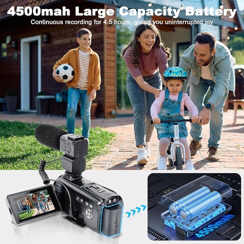 8K Video Camera, 18X Digital Zoom Camcorder 64MP Ultra HD WiFi Vlogging Camera for YouTube, 3.0" Touch Screen Digital Camera with Microphone, Remote Control, 64G SD Card, Rechargeable Battery in Saudi Arabia