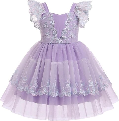 Ibtom Castle Toddler Birthday Dress Baby Girls Full Floral Lace Progroed Tulle Tulle Tutu Dress Princess Pageant Party Party in Kuwait