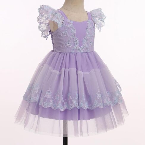 Ibtom Castle Toddler Birthday Dress Baby Girls Full Floral Lace Progroed Tulle Tulle Tutu Dress Princess Pageant Party Party in Kuwait