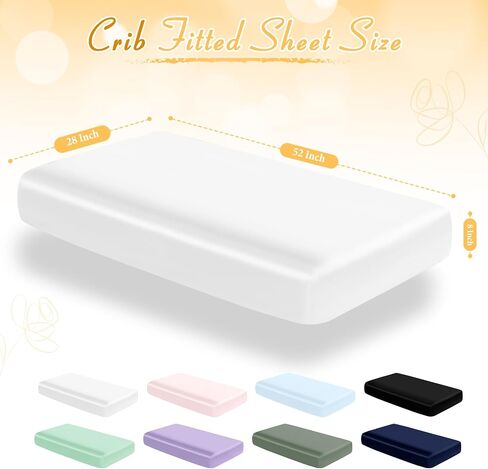 Entisn Satin Crib Sheets 2 Pack ، 28 × 52 × 8 بوصة ملاءات مرتبة ناعمة مزودة بالفتيات ، وبيضاء الحضانة باللون الأبيض والطفل ، حماية للجلد والشعر in Kuwait