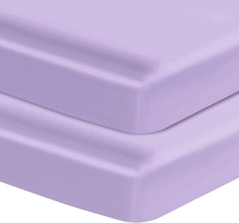 Entisn Satin Crib Sheets 2 Pack ، 28 × 52 × 8 بوصة ملاءات مرتبة ناعمة مزودة بالفتيات ، وبيضاء الحضانة باللون الأبيض والطفل ، حماية للجلد والشعر in Kuwait