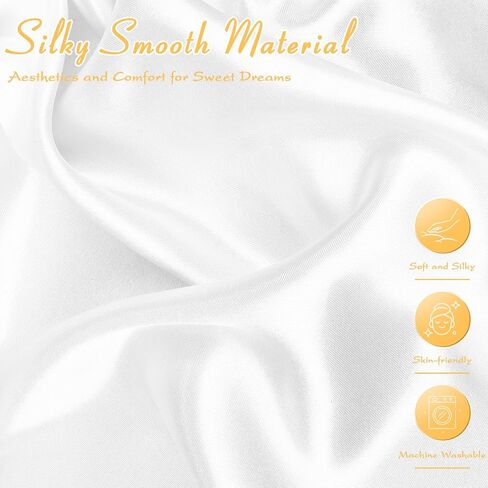 Entisn Satin Crib Sheets 2 Pack ، 28 × 52 × 8 بوصة ملاءات مرتبة ناعمة مزودة بالفتيات ، وبيضاء الحضانة باللون الأبيض والطفل ، حماية للجلد والشعر in Kuwait