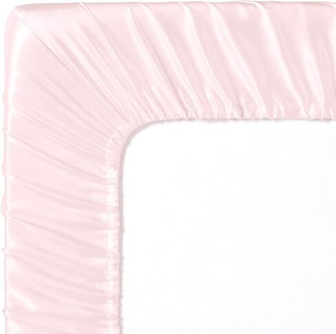 Entisn Satin Crib Sheets 2 Pack ، 28 × 52 × 8 بوصة ملاءات مرتبة ناعمة مزودة بالفتيات ، وبيضاء الحضانة باللون الأبيض والطفل ، حماية للجلد والشعر in Kuwait