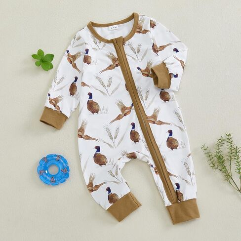 Baby Boy Girl Hunter Clothes Mallard Duck Romper Jumpsuit Long Sleeve Zip Up One Piece Overalls Hunting Baby Clothes in Saudi Arabia