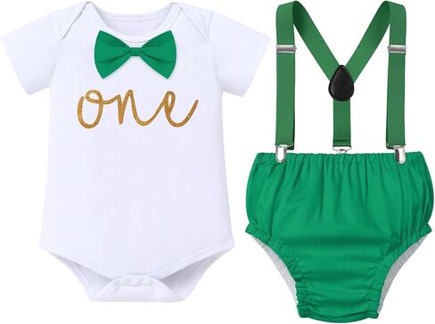 Ibtom Castle First Birthdy Outfit Boy Wild One Romper Shorts Bow Tie Bow Resparders 3pcs Cake Smash Smash Smool Service Set in Kuwait