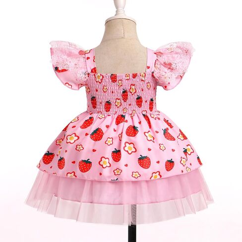 Odasdo Baby Girls Strawberry Dress Choilers Kids Berry Princed Square Princess Tutu Dresses for Birthday Party Pageant in Kuwait