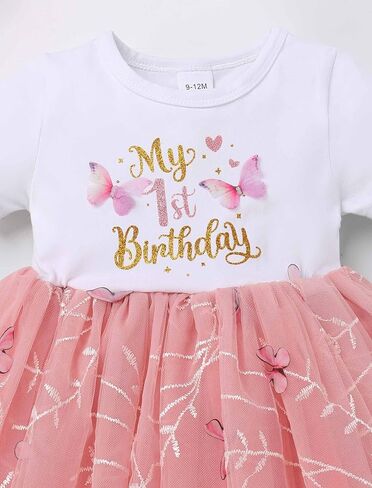 ODASDO Baby Girls First Birthday Outfit Cotton Short Sleeve Tulle Tutu Princess Dress with Bowknot Headband Set in Saudi Arabia