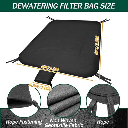 4 x 6ft Large Dewatering Bags with Drawstring Dewatering Filter Bag Silt Oil Sludge Sediment Filter Bag Non Woven Geotextile Fabric Filter Bags for Construction Sites Dredging in Kuwait