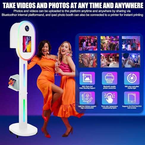 Photo Booth Machine for iPad 10.2" 10.9" 11" 12.9" and Camera,2-in-1 Selfie Station Shell Stand Camera Photobooth,RGB Light Box,RGB Fill Light,App Control,for Parties in Saudi Arabia