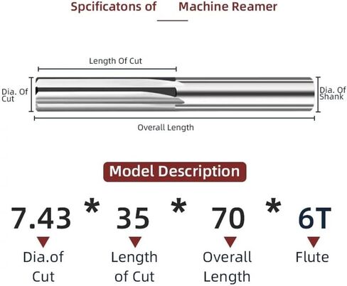 Machine Reamer 10mm~12.09mm Straight Flute Solid Carbide Uncoated Tolerance Chucking Metal Cutter CNC for Aluminum(10.98x40x80x6T) in Saudi Arabia