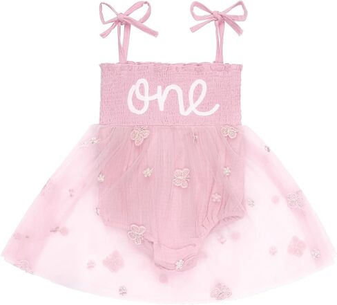 GUISBY Baby Girl 1st Birthday Romper Sleeveless Tulle Bodysuit with Headband Cake Smash Outfit for 9-18 Months in Saudi Arabia