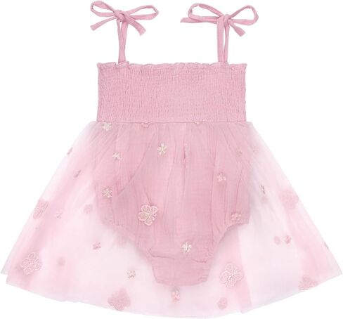 GUISBY Baby Girl 1st Birthday Romper Sleeveless Tulle Bodysuit with Headband Cake Smash Outfit for 9-18 Months in Saudi Arabia