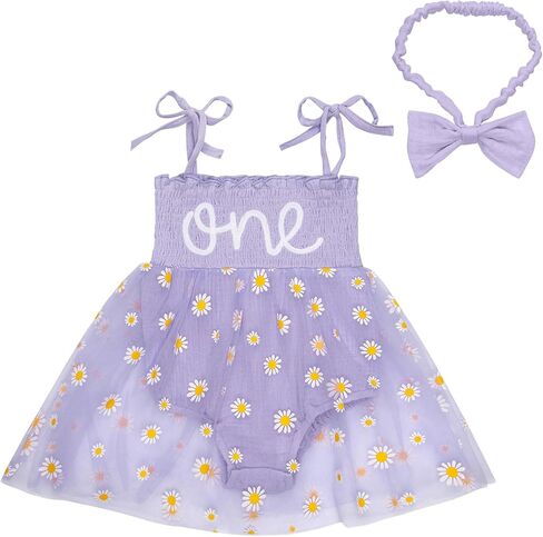 GUISBY Baby Girl 1st Birthday Romper Sleeveless Tulle Bodysuit with Headband Cake Smash Outfit for 9-18 Months in Saudi Arabia