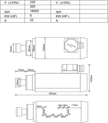 CNC Spindle Motor 6 kw 220v 380v 400-800HZ air-Cooled for CNC Machines(Spindle,220v) in Kuwait