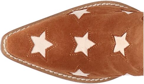Dingo Womens Super Star Fringe Tooled Inlay Snip Toe Casual Boots Over the Knee Mid Heel 2-3" - Blue in Saudi Arabia