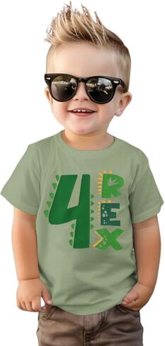 Kekemi Toddler Boys Dirthnird Shirt Dinosaur Whoolding Dino Party T Shirt Shirt Sleeve Tees Tops Summer Complements 2-4T in Kuwait