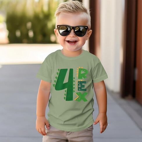 Kekemi Toddler Boys Dirthnird Shirt Dinosaur Whoolding Dino Party T Shirt Shirt Sleeve Tees Tops Summer Complements 2-4T in Kuwait