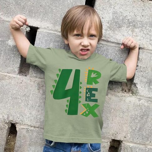 Kekemi Toddler Boys Dirthnird Shirt Dinosaur Whoolding Dino Party T Shirt Shirt Sleeve Tees Tops Summer Complements 2-4T in Kuwait